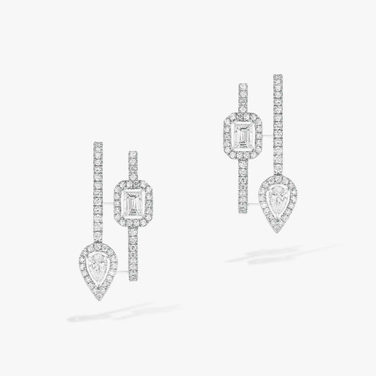[Marin]CREOLES MY TWIN 2 RANGS SILVER DIAMOND EARRINGS