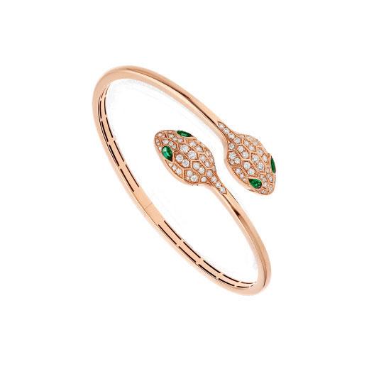[Marin]SERPENTI BRACELET PINK GOLD MALACHITE DIAMOND DOUBLE SNAKE