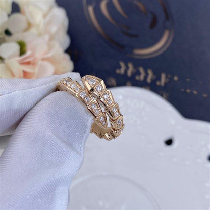 [Marin]SERPENTI RING PINK GOLD DIAMOND PAVED 4MM