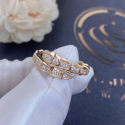 [Marin]SERPENTI RING PINK GOLD DIAMOND PAVED 4MM