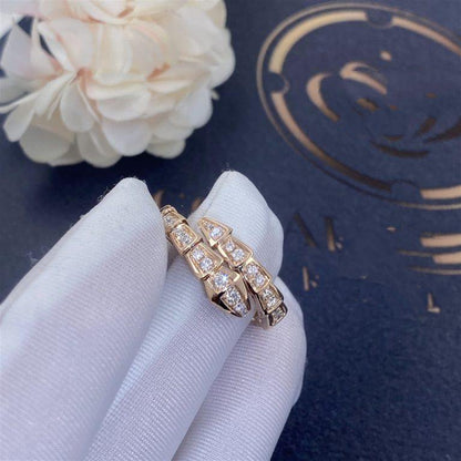 [Marin]SERPENTI RING PINK GOLD DIAMOND PAVED 4MM