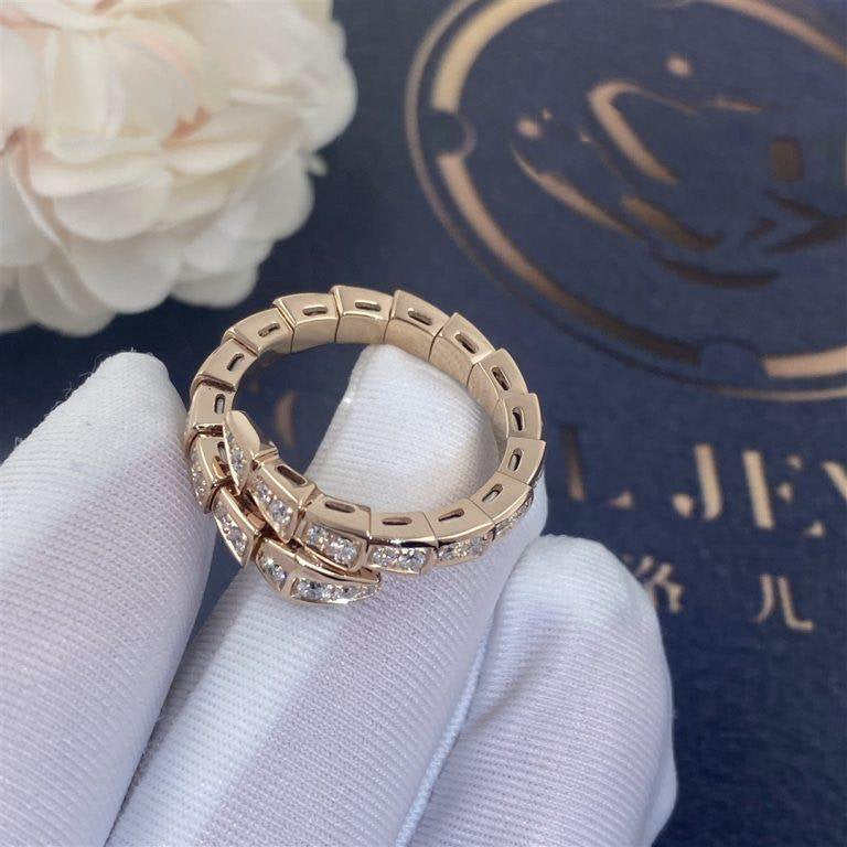 [Marin]SERPENTI RING PINK GOLD DIAMOND PAVED 4MM