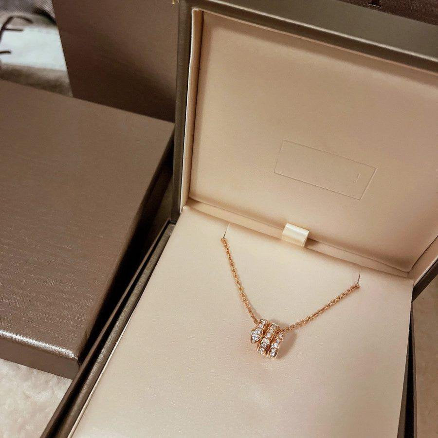 [Marin]SERPENTI PINK GOLD NECKLACE DOUBLE RING DIAMOND