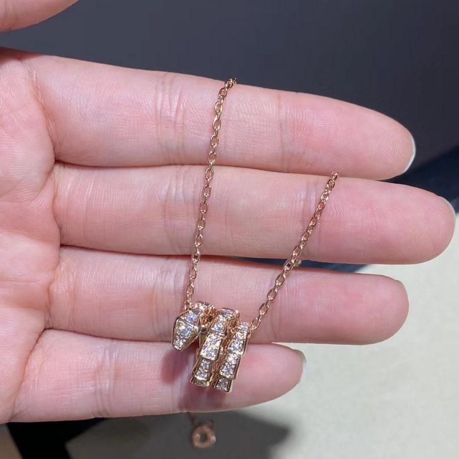 [Marin]SERPENTI PINK GOLD NECKLACE DOUBLE RING DIAMOND