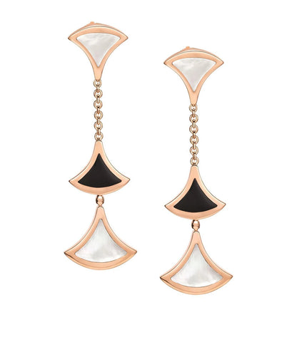 [Marin]DREAM EARRINGS 3 MOTIFS ONYX MOP PINK GOLD