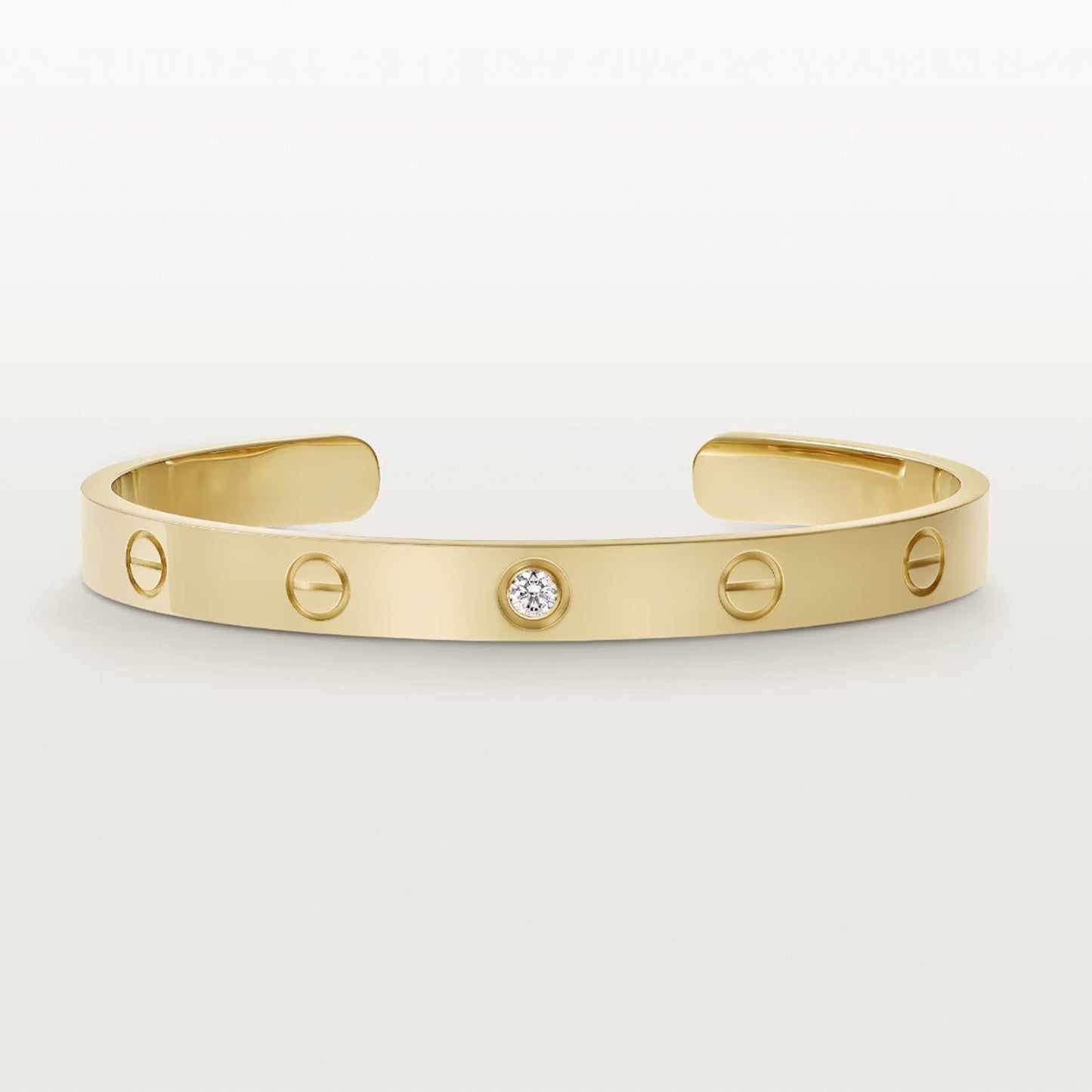 [Marin-Jewelry]LOVE BRACELET 6.1MM 1 DIAMOND OPEN CUFF