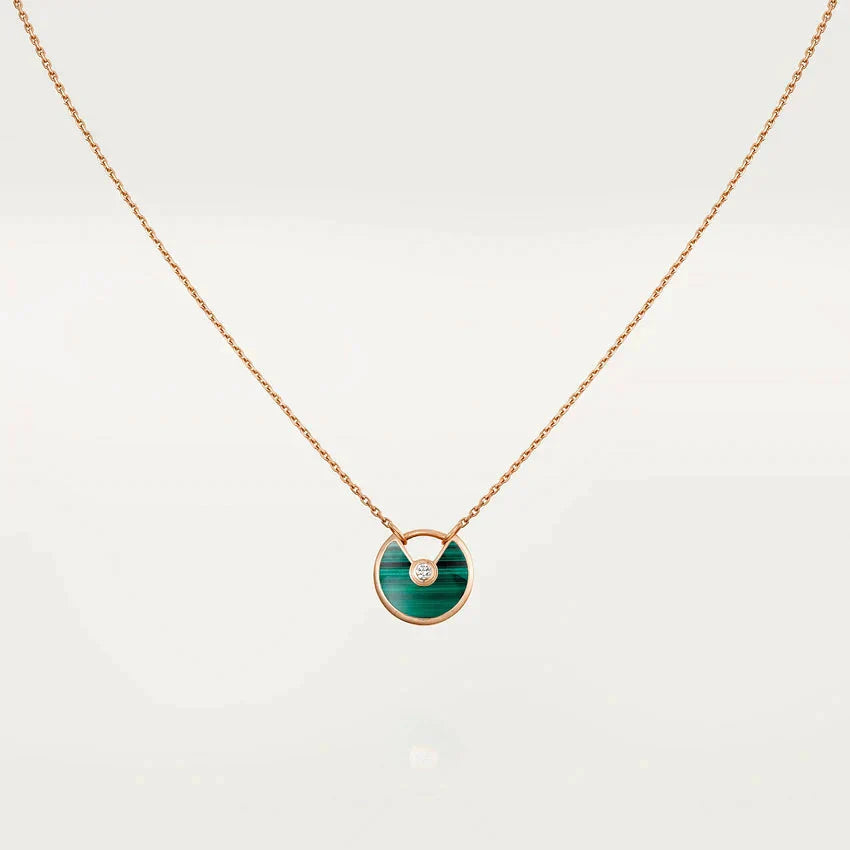 [Marin]AMULETTE ROSE GOLD MALACHITE NECKLACE