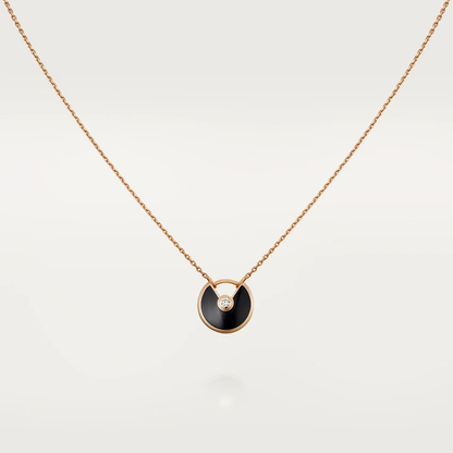 [Marin]AMULETTE ROSE GOLD ONYX NECKLACE