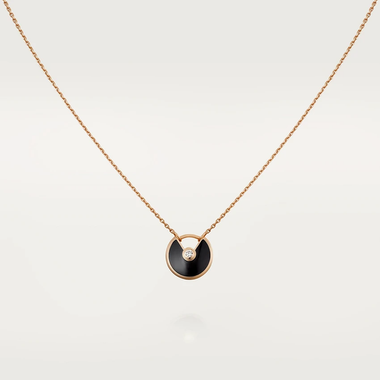 [Marin]AMULETTE ROSE GOLD ONYX NECKLACE