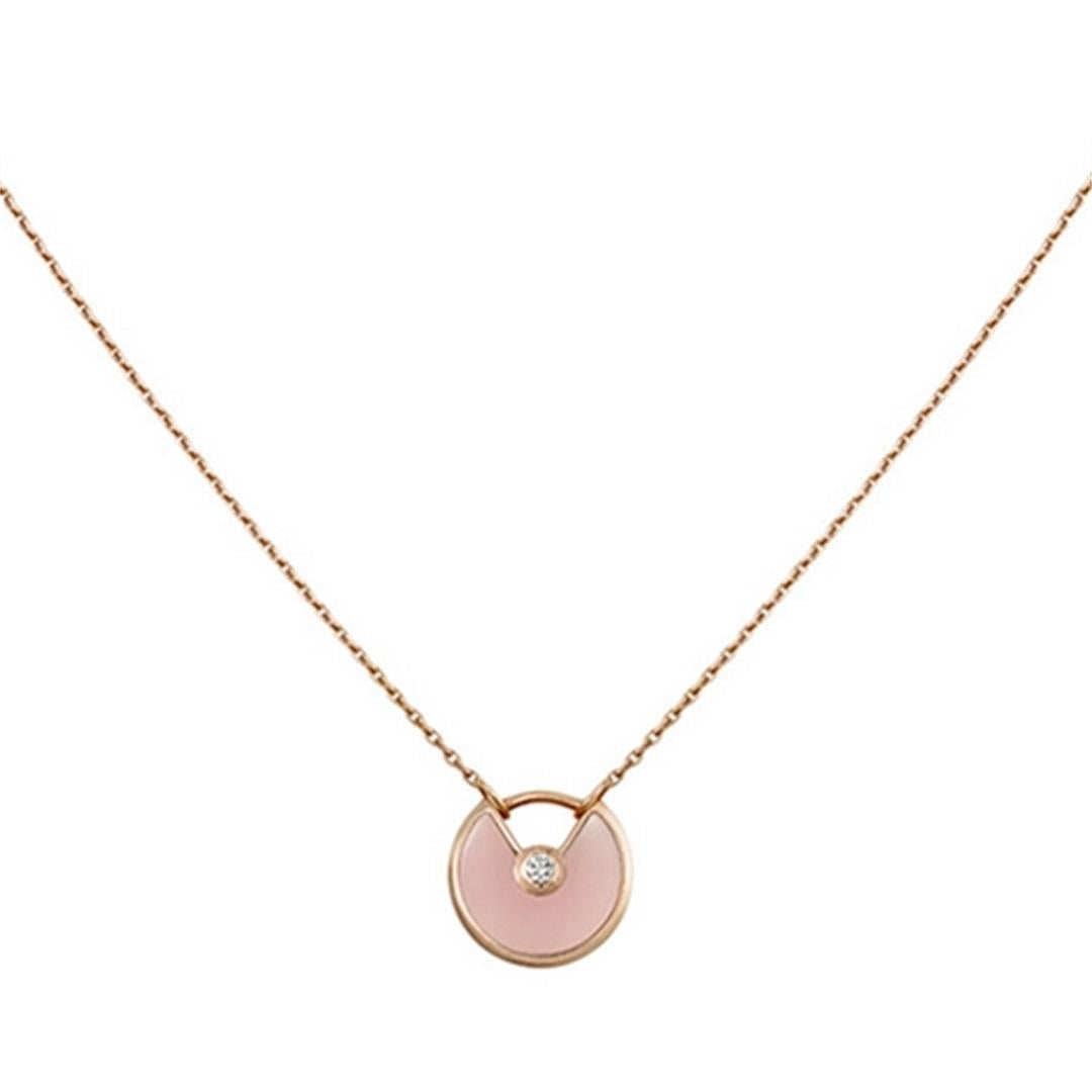 [Marin]COLLIER AMULETTE NACRE ROSE OR ROSE