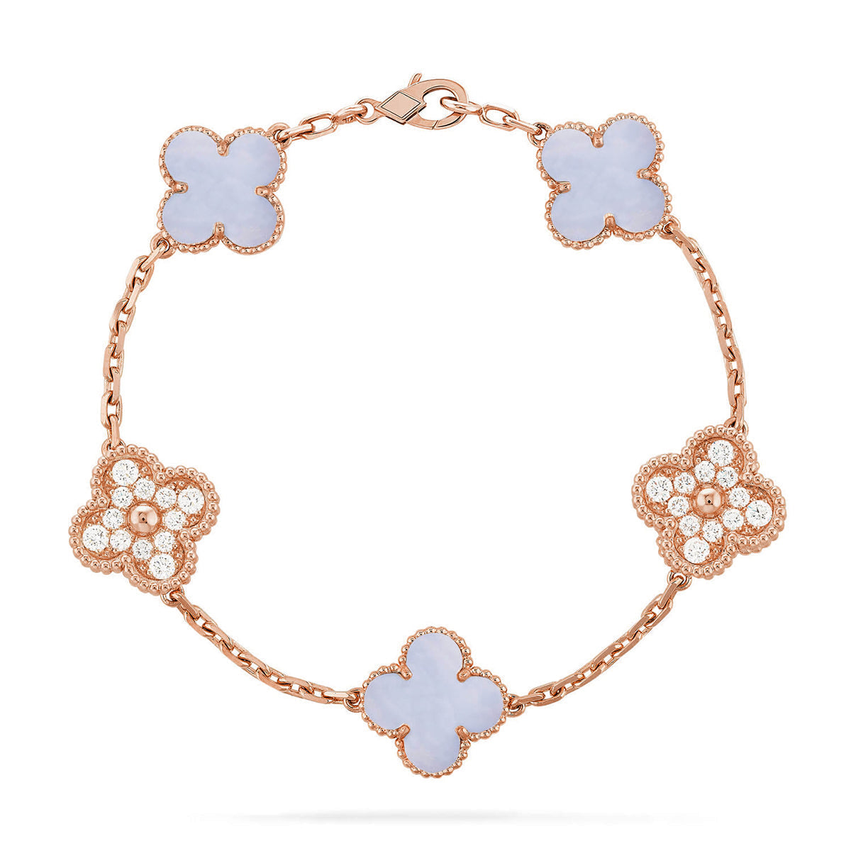 [Marin-Jewelry] クローバー 5モチーフ パープルカルセドニー ブレスレット コレクション
