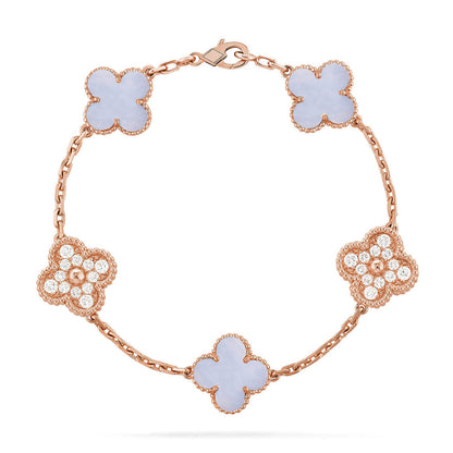 [Marin-Jewelry] クローバー 5モチーフ パープルカルセドニー ブレスレット コレクション