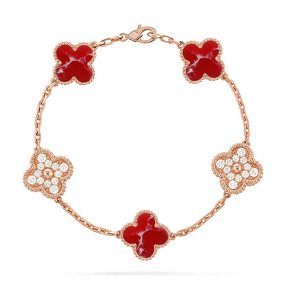 [Marin-Jewelry]クローバー 5 モチーフ レッドパターンブレスレットコレクション