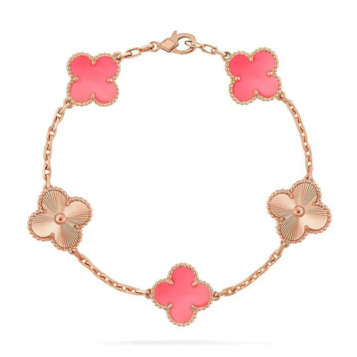 [Marin-Jewelry] クローバー5モチーフ ピンクマザーオブパール ブレスレットコレクション
