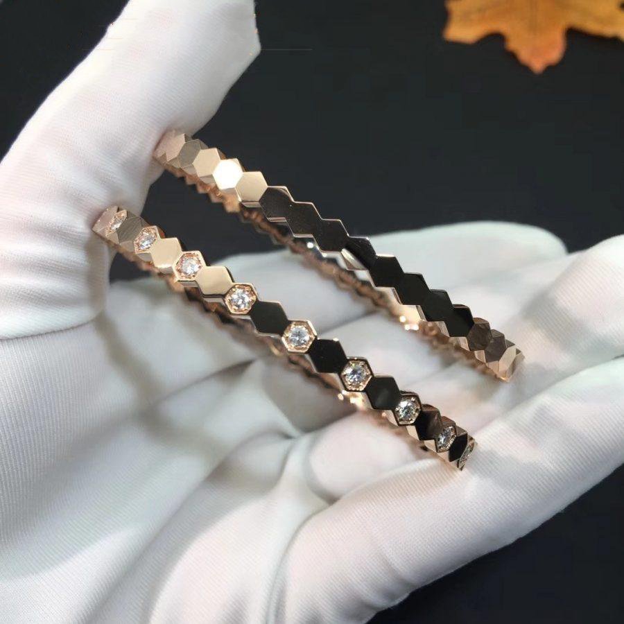 [Marin]BRACELET DIAMANTS OR ROSE BEE LOVE