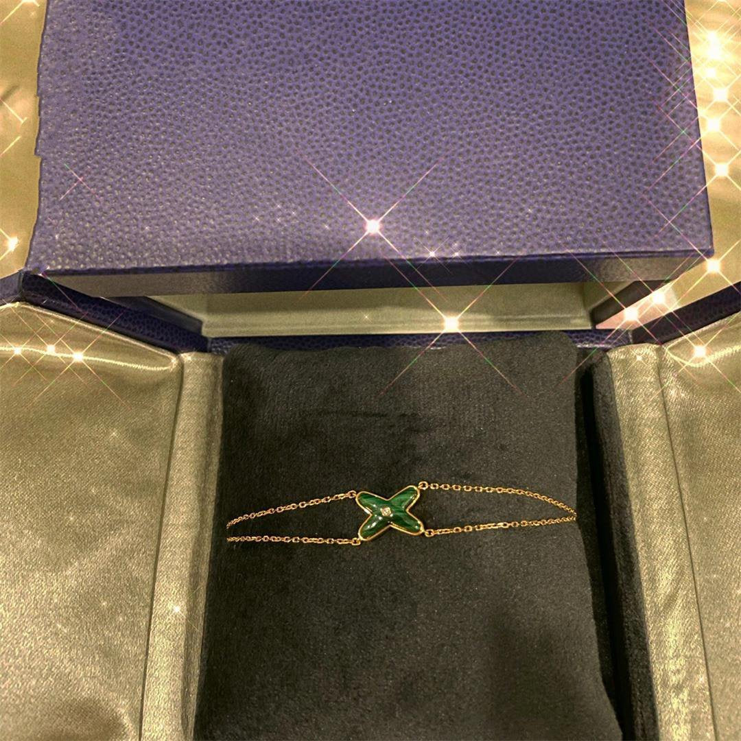 [Marin]BRACELET MALACHITE OR ROSE 1 DIAMANT