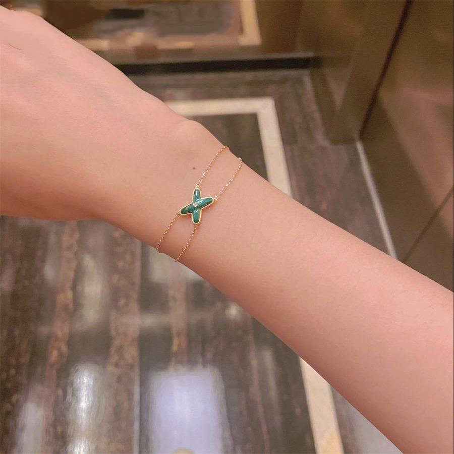 [Marin]BRACELET MALACHITE OR ROSE 1 DIAMANT