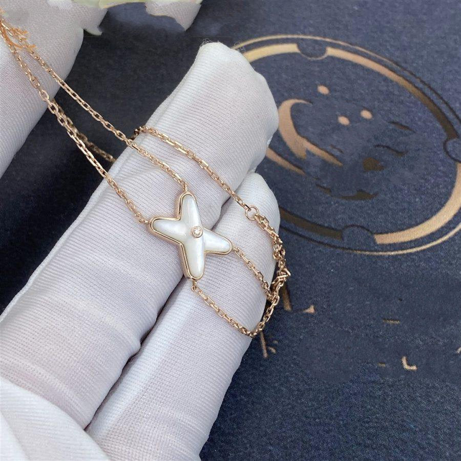 [Marin]BRACELET JEUX Nacre Blanche Or Rose 1 Diamant