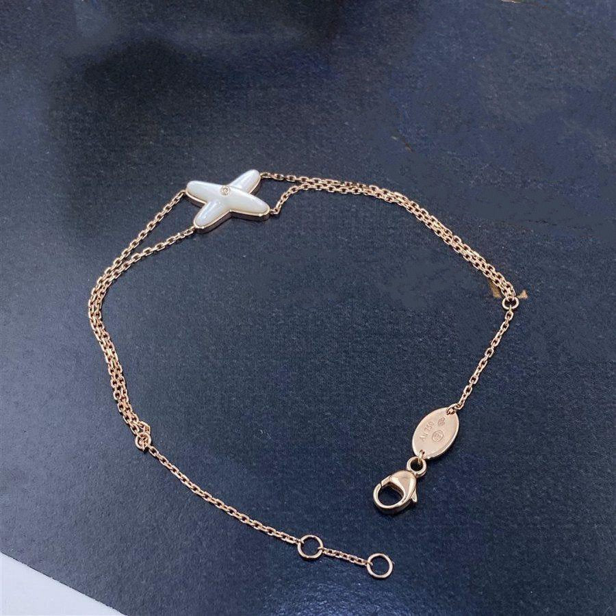 [Marin]BRACELET JEUX Nacre Blanche Or Rose 1 Diamant