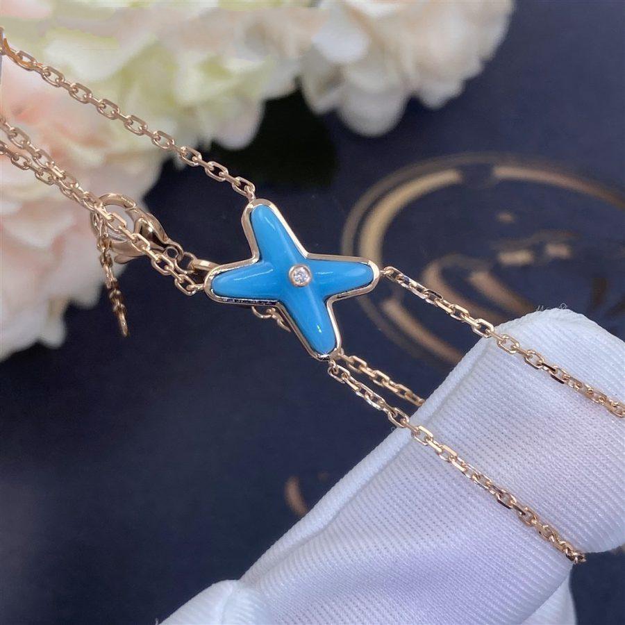 [Marin]BRACELET JEUX OR ROSE TURQUOISE 1 DIAMANT