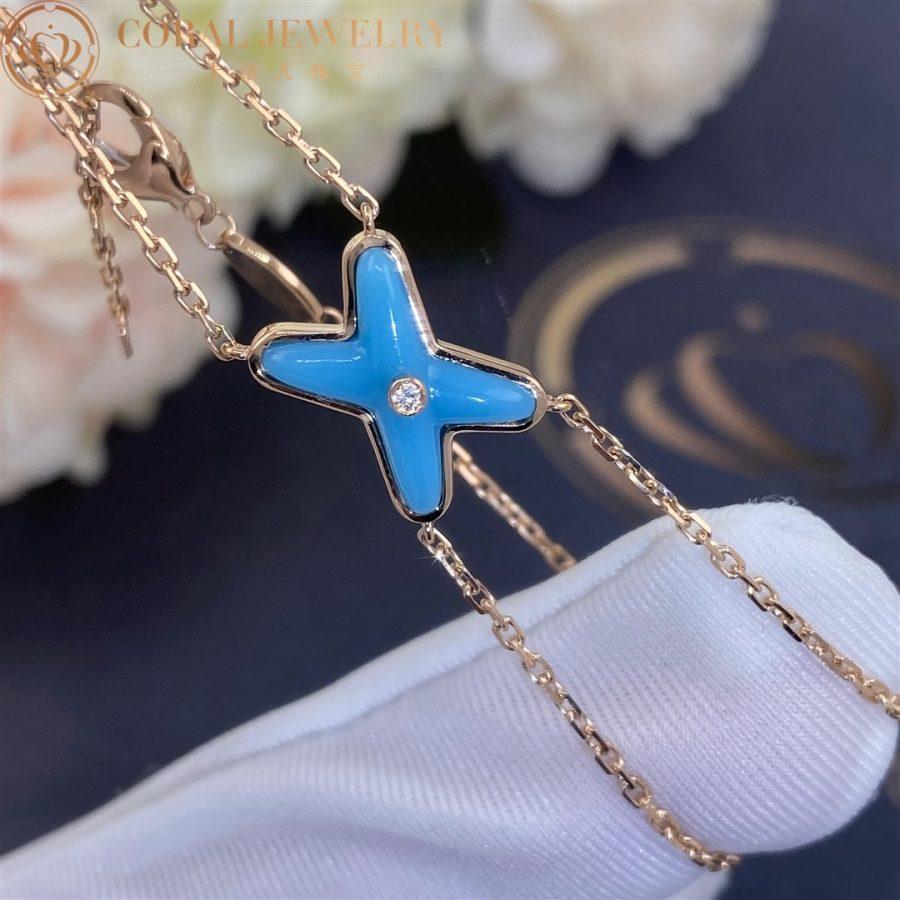 [Marin]BRACELET JEUX OR ROSE TURQUOISE 1 DIAMANT