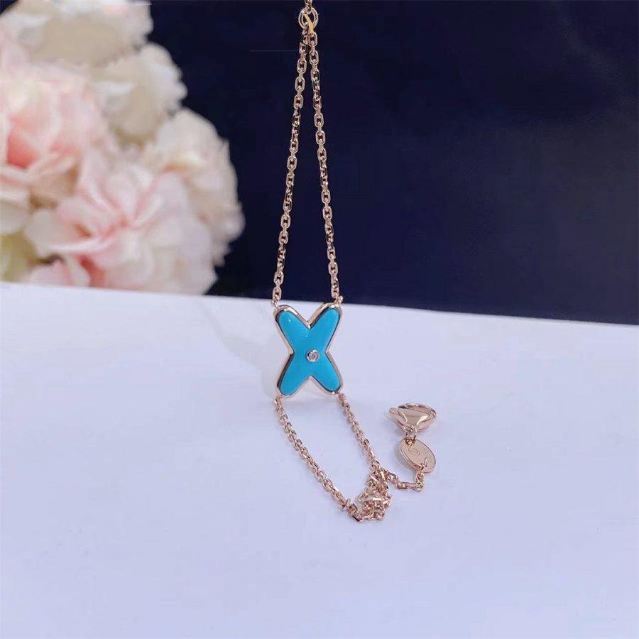 [Marin]BRACELET JEUX OR ROSE TURQUOISE 1 DIAMANT