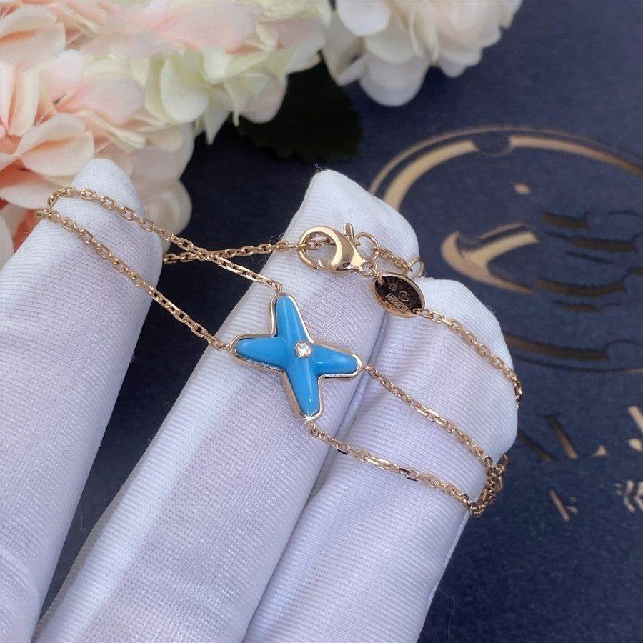 [Marin]BRACELET JEUX OR ROSE TURQUOISE 1 DIAMANT