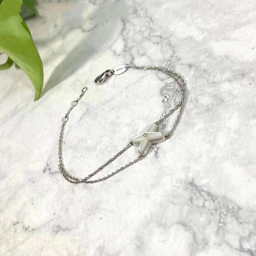 [Marin]JEUX BRACELET NACRE BLANCHE ARGENT 1 DIAMANT