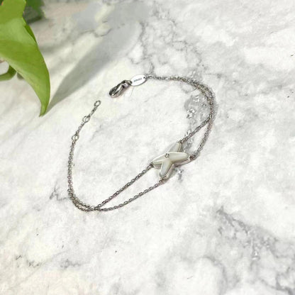 [Marin-Jewelry]JEUX BRACELET WHITE MOP SILVER 1 DIAMOND