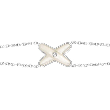 [Marin-Jewelry]JEUX BRACELET WHITE MOP SILVER 1 DIAMOND