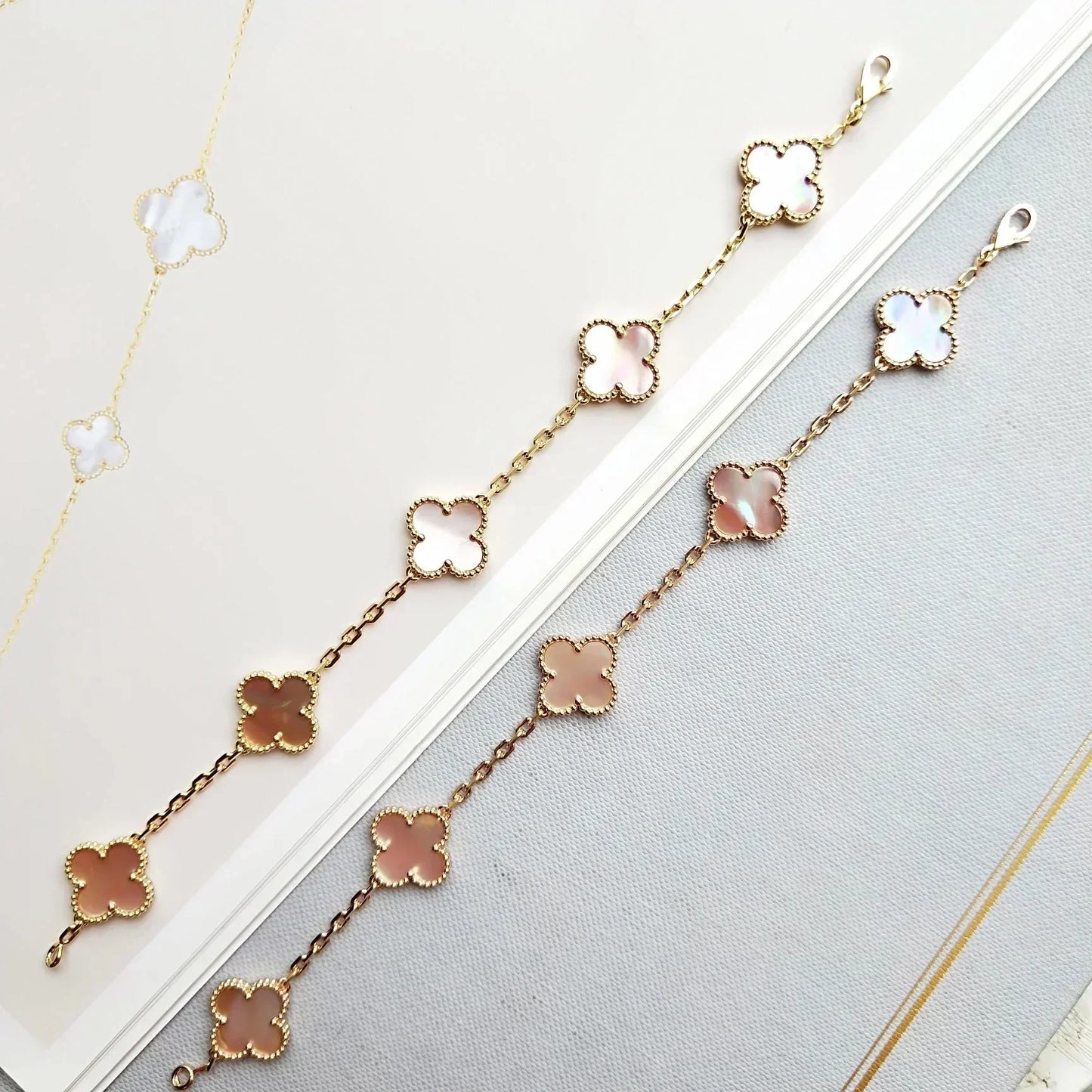 [Marin] CLOVER 5 MOTIFS  PINK MOP BRACELET COLLECTION