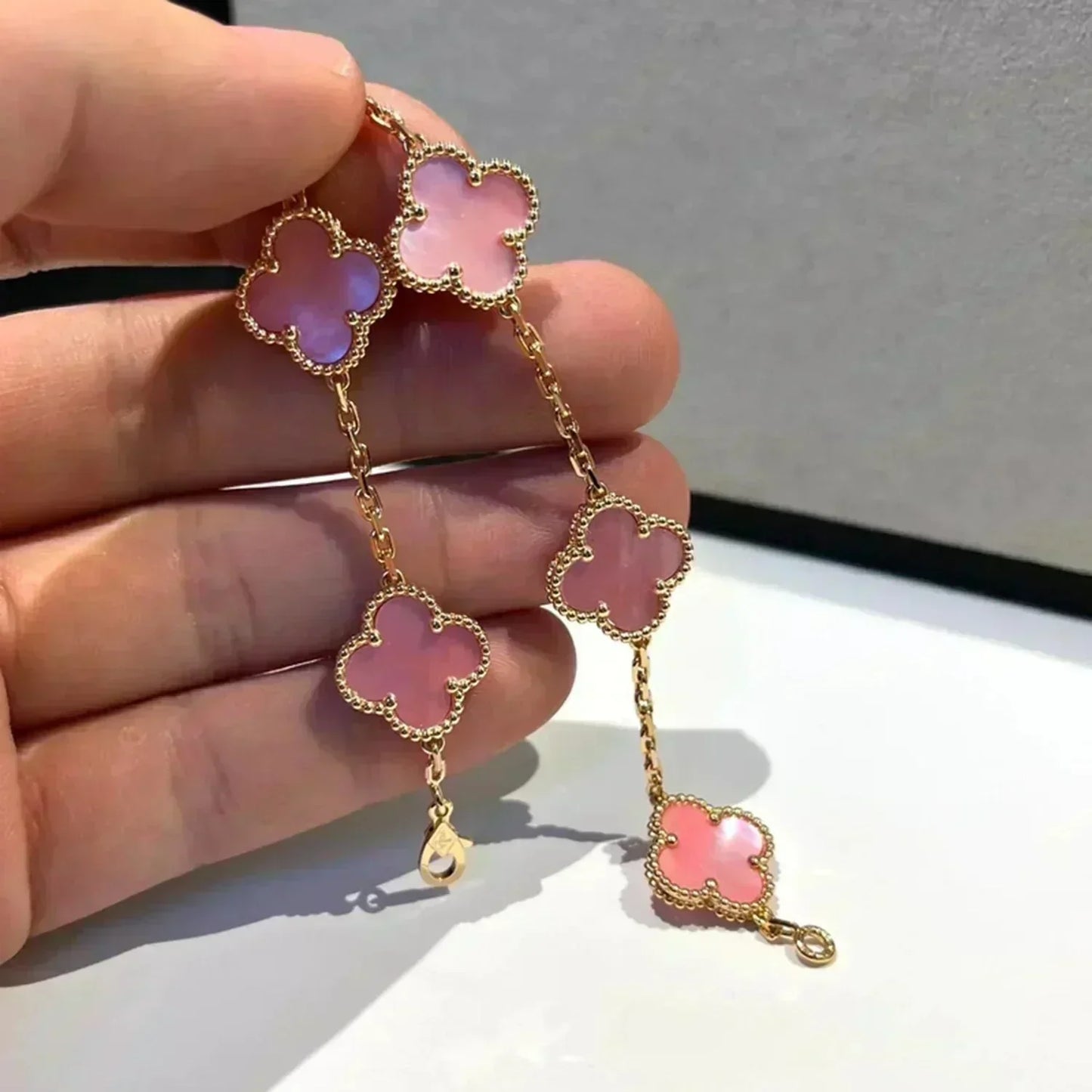 [Marin-Jewelry] クローバー5モチーフ ピンクマザーオブパール ブレスレットコレクション