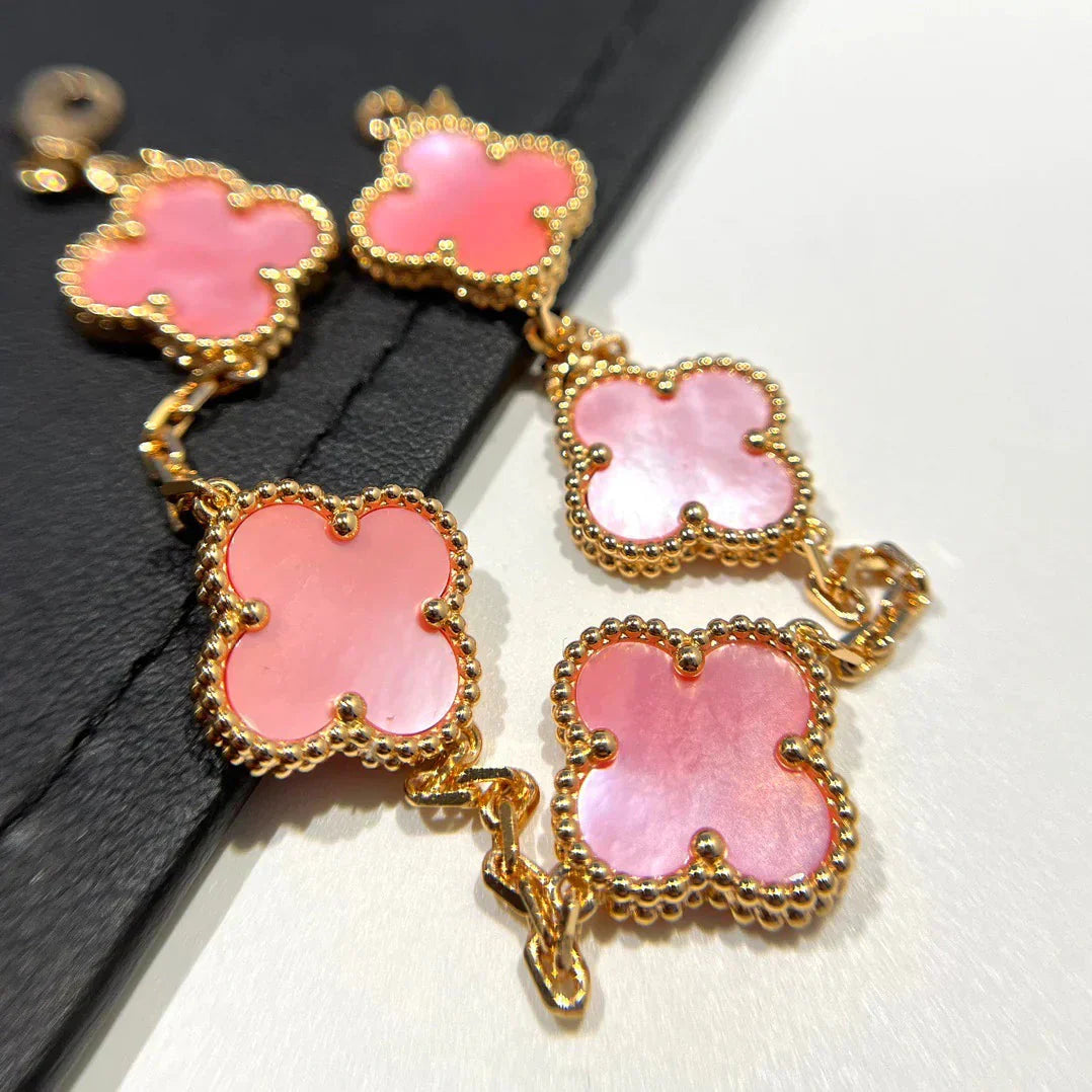 [Marin-Jewelry] クローバー5モチーフ ピンクマザーオブパール ブレスレットコレクション