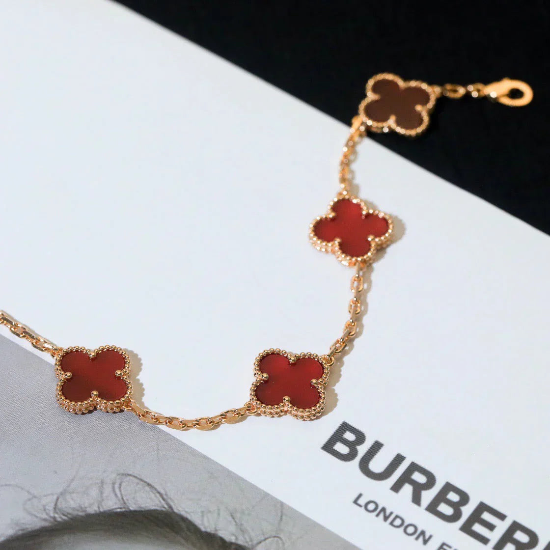 [Marin] CLOVER 5 MOTIF RED CORNELIAN BRACELET COLLECTION