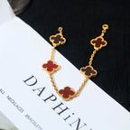 [⭐Shinejoy] CLOVER 5 MOTIF RED CORNELIAN BRACELET COLLECTION