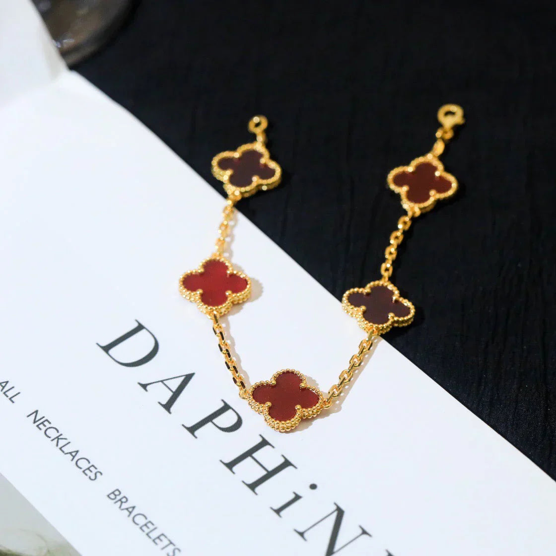 [Marin-Jewelry] CLOVER 5 MOTIF RED CORNELIAN BRACELET COLLECTION