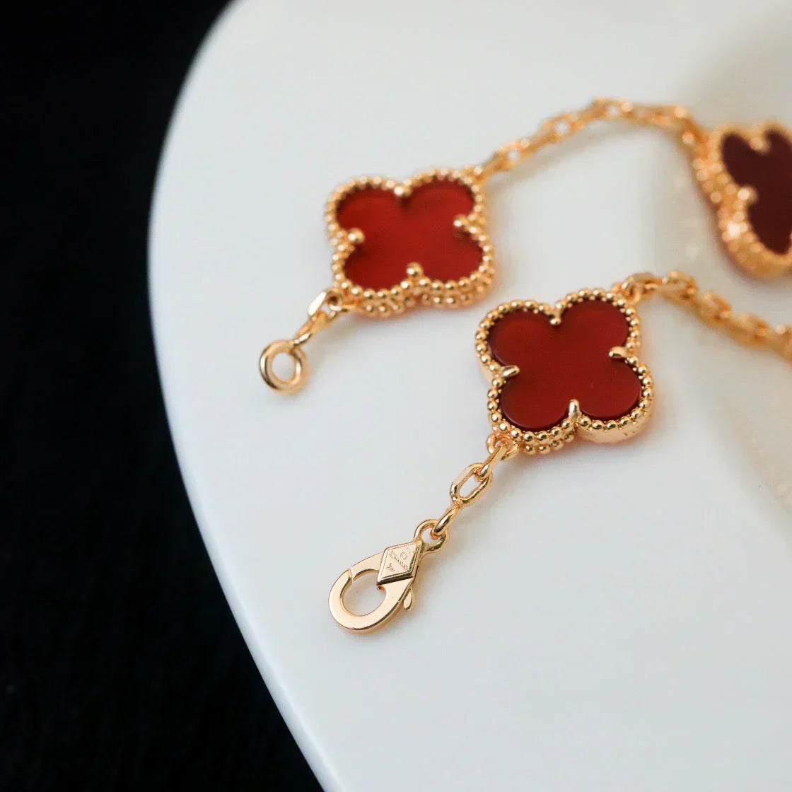[Marin-Jewelry] CLOVER 5 MOTIF RED CORNELIAN BRACELET COLLECTION