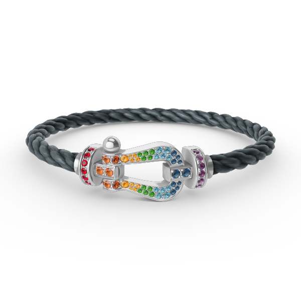 [Marin]FORC LARGE HORSESHOE  COLORED DIAMOND BRACELET SILVER