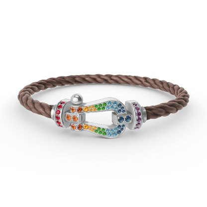 [Marin]FORC LARGE HORSESHOE  COLORED DIAMOND BRACELET SILVER