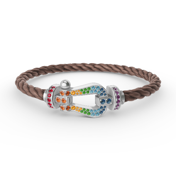 [Marin]FORC LARGE HORSESHOE  COLORED DIAMOND BRACELET SILVER