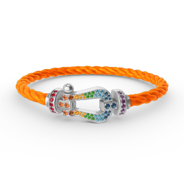 [Marin]FORC LARGE HORSESHOE  COLORED DIAMOND BRACELET SILVER