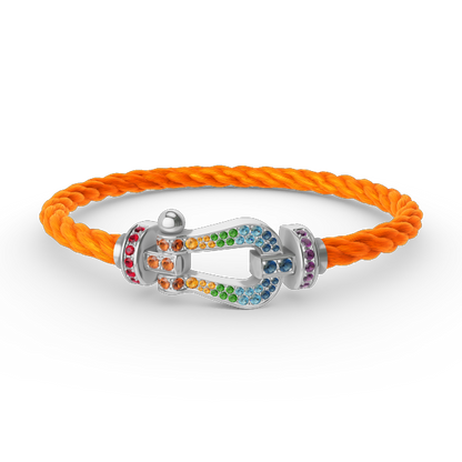 [Marin]FORC LARGE HORSESHOE  COLORED DIAMOND BRACELET SILVER
