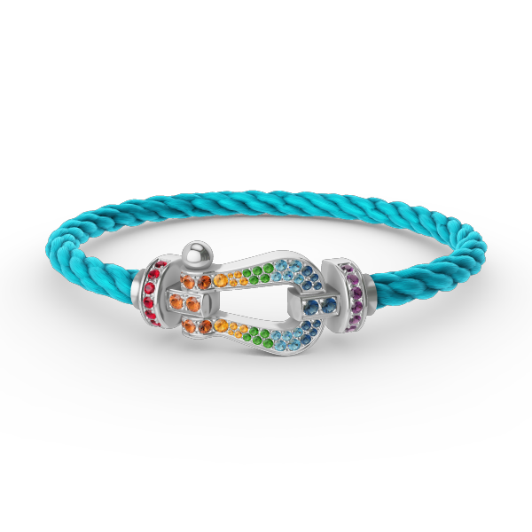 [Marin]FORC LARGE HORSESHOE  COLORED DIAMOND BRACELET SILVER