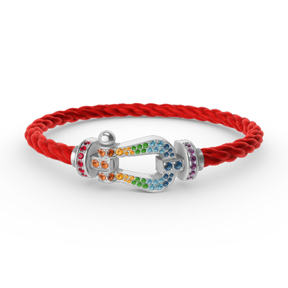 [Marin]FORC LARGE HORSESHOE  COLORED DIAMOND BRACELET SILVER