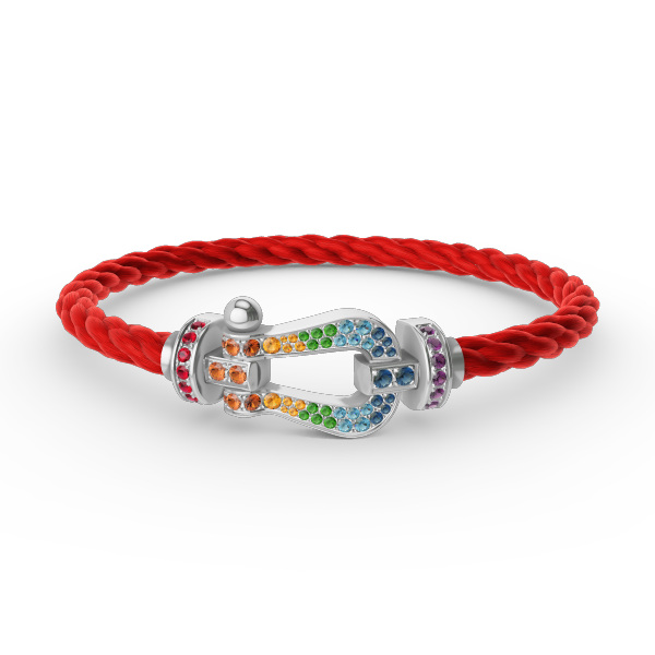 [Marin]FORC LARGE HORSESHOE  COLORED DIAMOND BRACELET SILVER