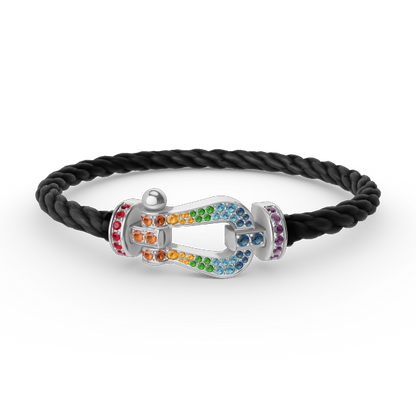 [Marin]FORC LARGE HORSESHOE  COLORED DIAMOND BRACELET SILVER