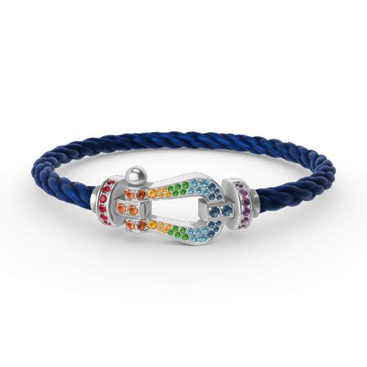 [Marin]FORC LARGE HORSESHOE  COLORED DIAMOND BRACELET SILVER