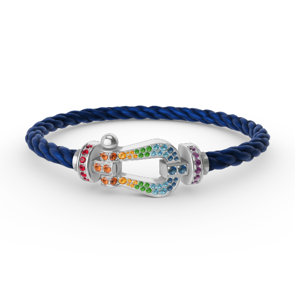 [Marin]FORC LARGE HORSESHOE  COLORED DIAMOND BRACELET SILVER
