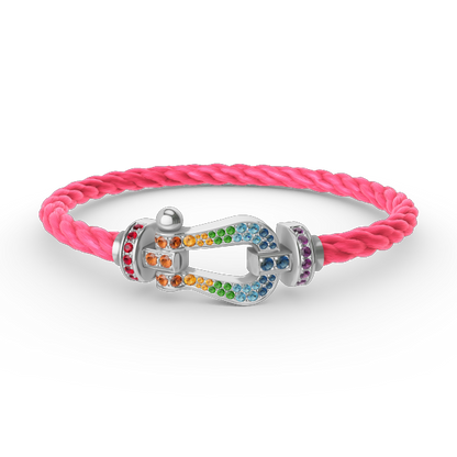 [Marin]FORC LARGE HORSESHOE  COLORED DIAMOND BRACELET SILVER