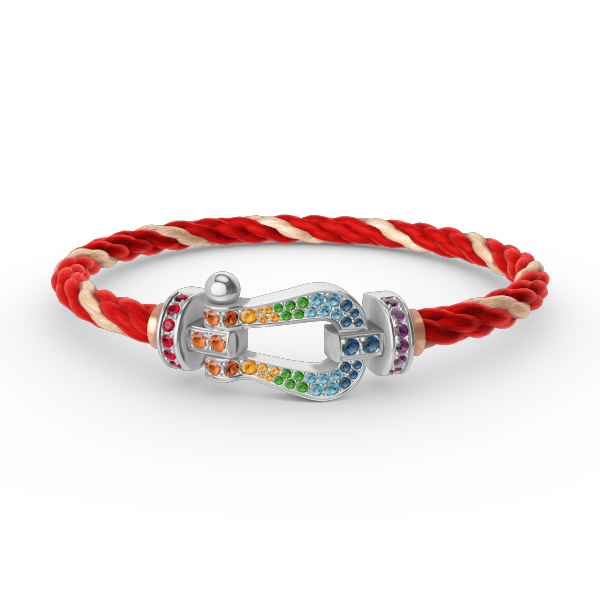 [Marin]FORC LARGE HORSESHOE  COLORED DIAMOND BRACELET SILVER